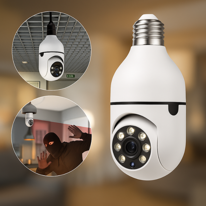 Foco Cam 360™: Cámara de Vigilancia WIFI 360 Conexión de foco E27
