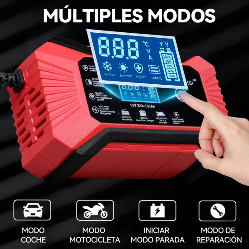 PowerGo™: Cargador Rápido Inteligente para Batería de Coche/Moto