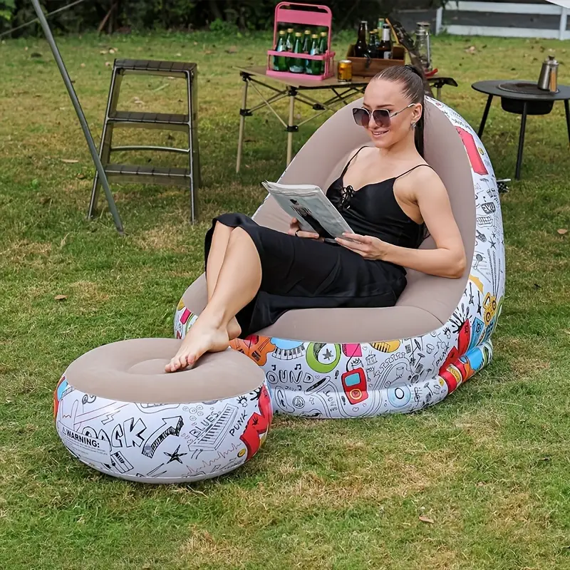 InflaSeat™: Sofá Inflable con Posapiés y Bomba de Inflado