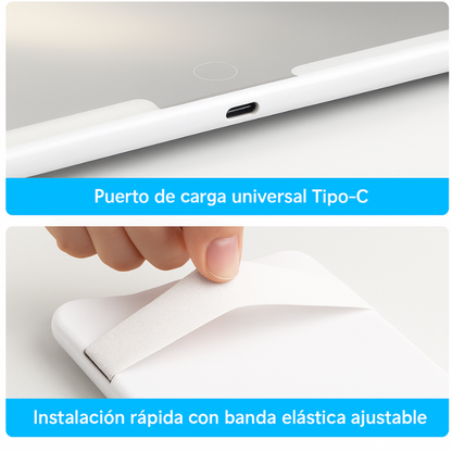 AutoGlam™:  Espejo LED con Luz Ajustable, Carga USB y Montaje universal para Auto