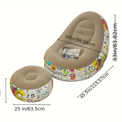 InflaSeat™: Sofá Inflable con Posapiés y Bomba de Inflado
