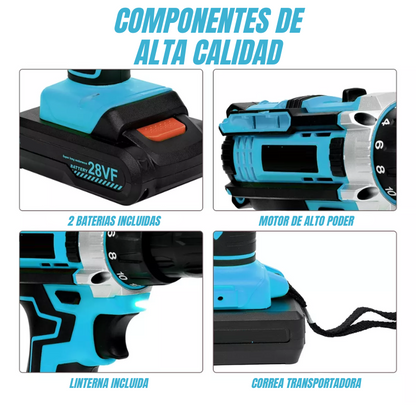 PowerDrill X™: Taladro inalambrico Kit de 30 piezas (2 baterias)