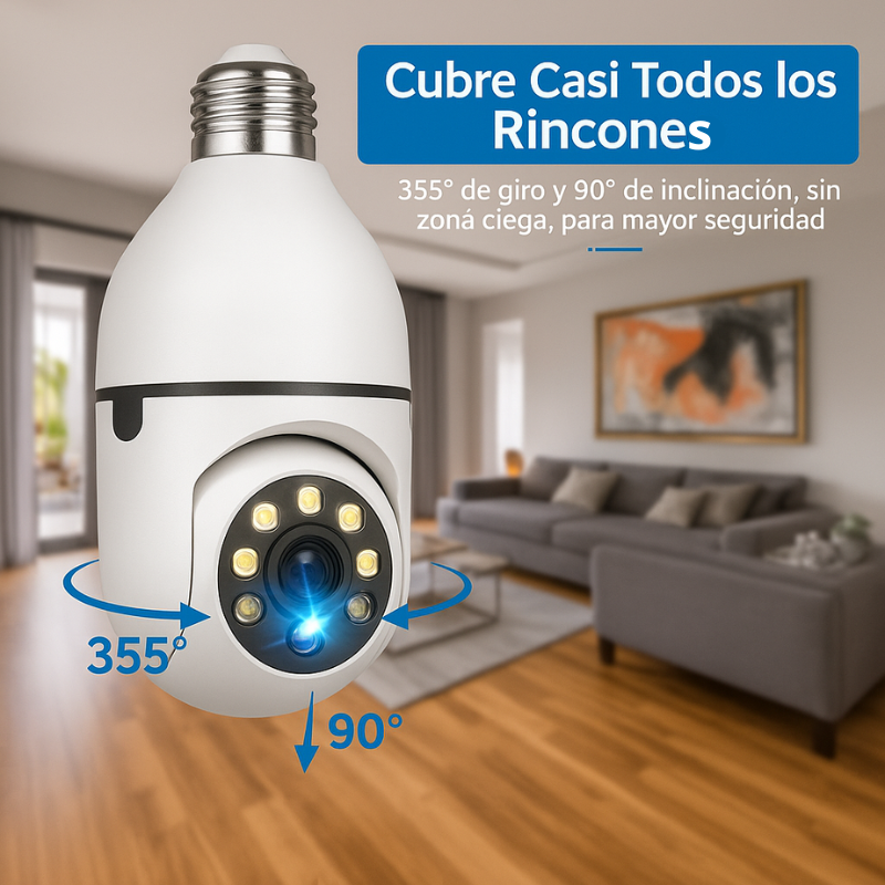 Foco Cam 360™: Cámara de Vigilancia WIFI 360 Conexión de foco E27