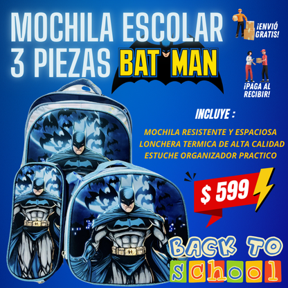 Mochila Escolar 3 Piezas™: Mochila, Lonchera y Estuche