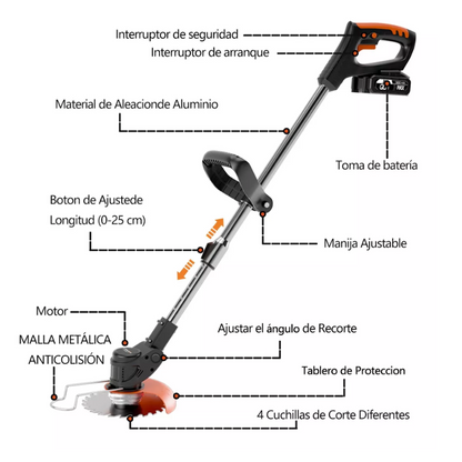 Podamax Pro™: Podadora Inalámbrica de Alto Poder con 2 Baterías de 21V