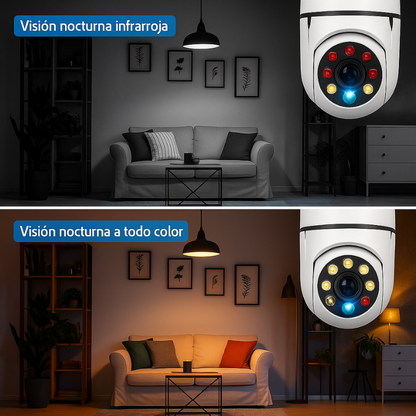 Foco Cam 360™: Cámara de Vigilancia WIFI 360 Conexión de foco E27