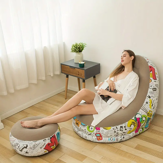 InflaSeat™: Sofá Inflable con Posapiés y Bomba de Inflado