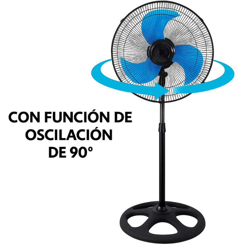 BreezeBoost StandFan™: Ventilador de Pedestal, Piso y Pared 3 en 1, 18 pulgadas.