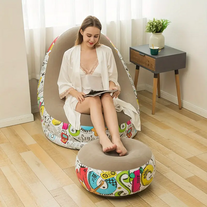 InflaSeat™: Sofá Inflable con Posapiés y Bomba de Inflado