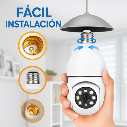 Foco Cam 360™: Cámara de Vigilancia WIFI 360 Conexión de foco E27