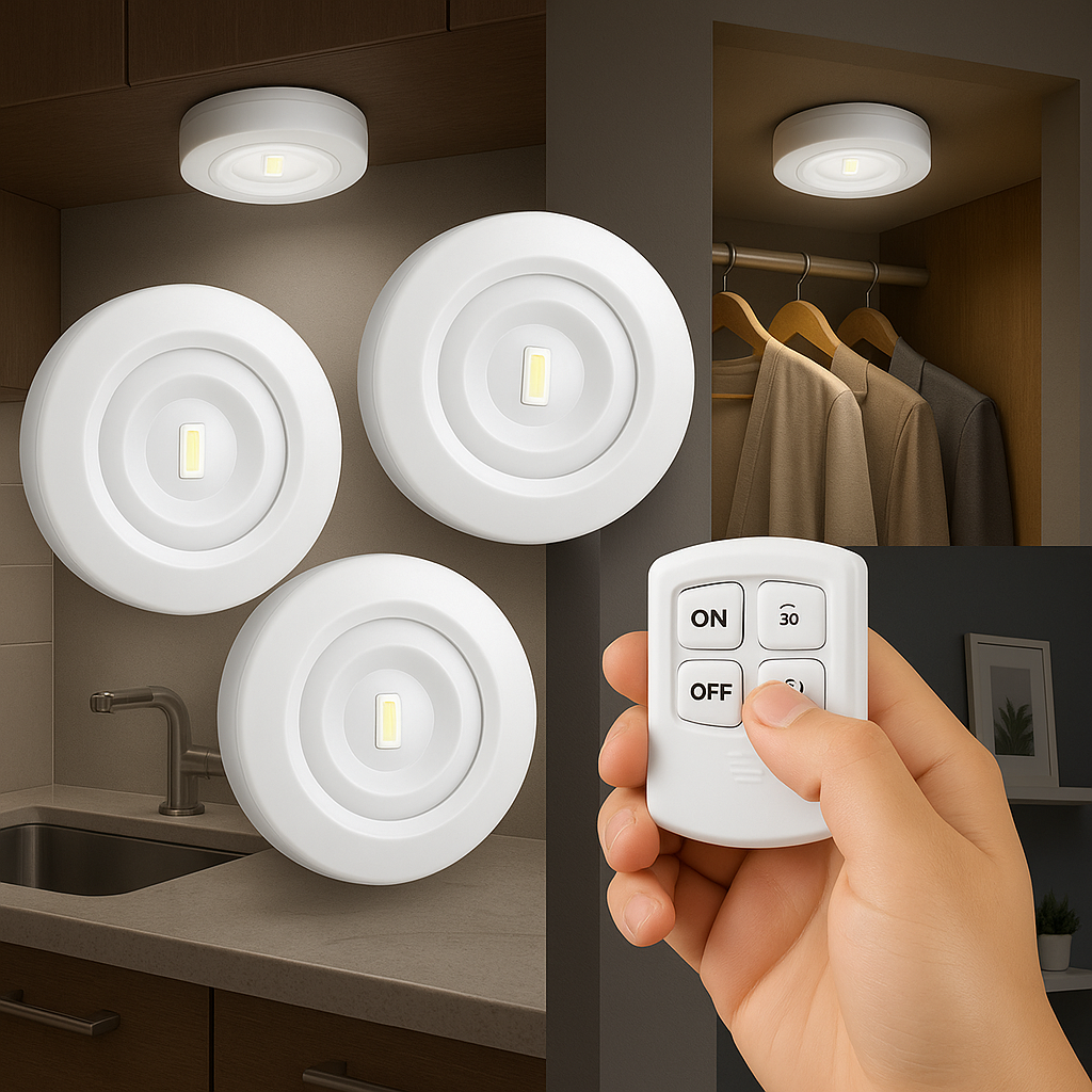 LumiSet Pro™💡☀️: Set de 3 Luces led con Control Remoto