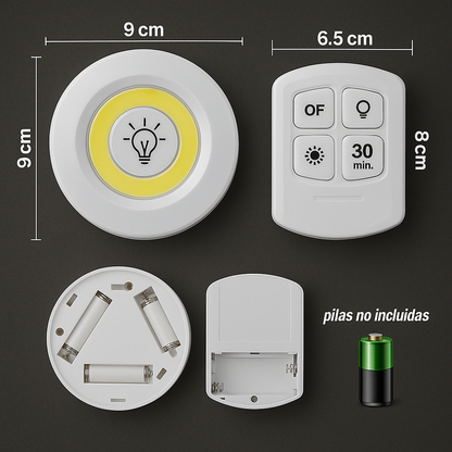 LumiSet Pro™💡☀️: Set de 3 Luces led con Control Remoto