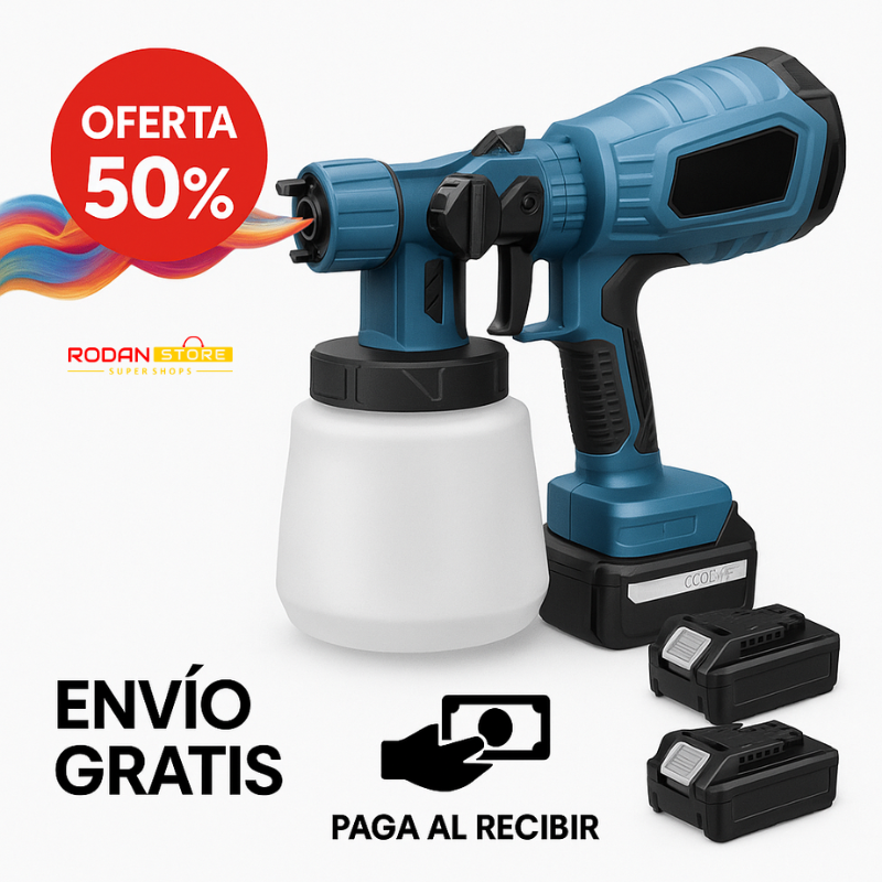 InstaSpray Pro™: Pistola de Pintura Inalámbrica de Alto Poder con 2 Baterías